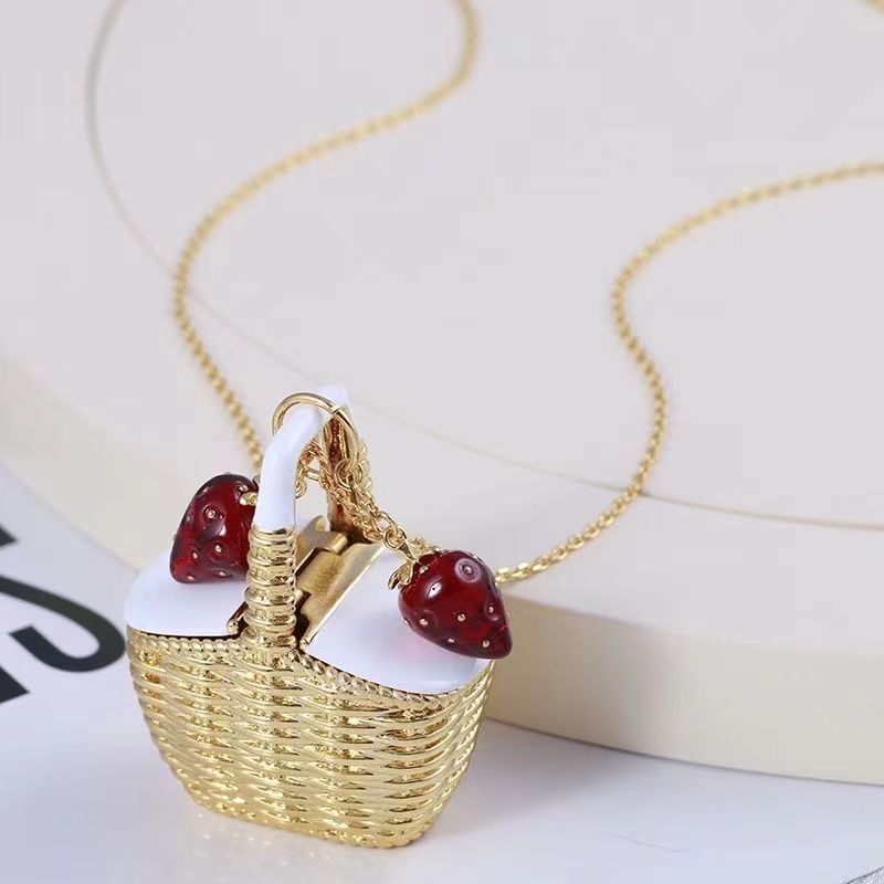 Fashionable Small Basket-Shaped Pendant Necklace